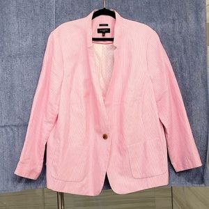 Talbots Aberdeen pink and white linen cotton blend blazer